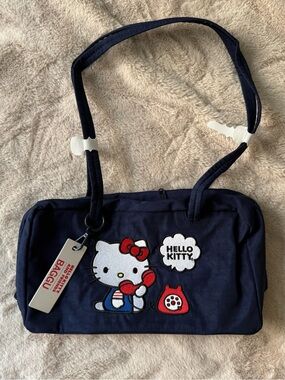 NWT BAGGU Nylon Bowler Bag Embroidered Hello Kitty Phone